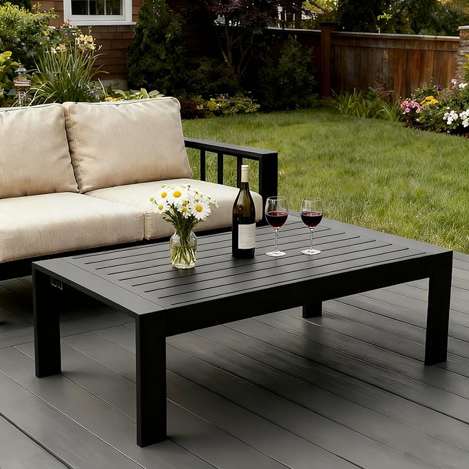 Outdoor Rectangle Patio Aluminum Coffee Tables - Image 2