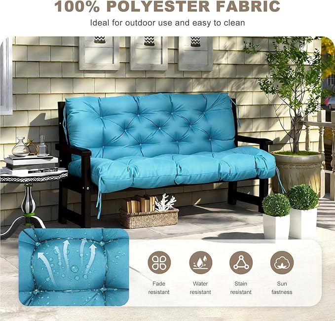 Porch Swing Cushion with Backrest, Waterproof Bench Cushion - Image 2