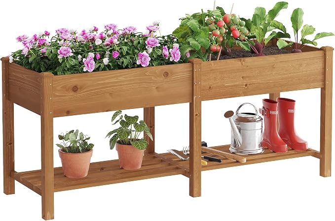 FILWH Raised Garden Bed with Legs Elevated Wooden Planter Box Stand Large by FILWH