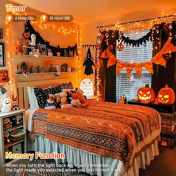 JMEXSUSS 150LED Orange Halloween Lights Indoor Outdoor, Connectable Christmas - Image 3