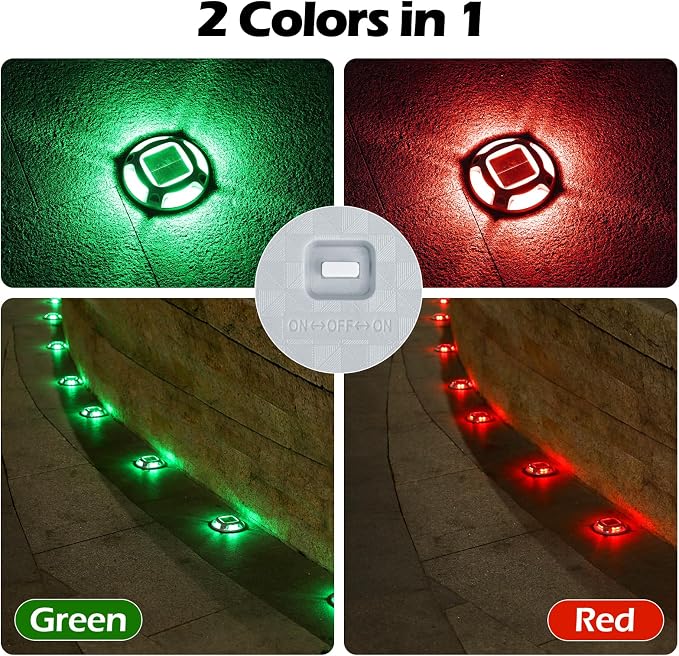 AGPTEK Solar Driveway Lights Outdoor 12 Pack, 2 Color Modes LED Deck Dock - Image 2