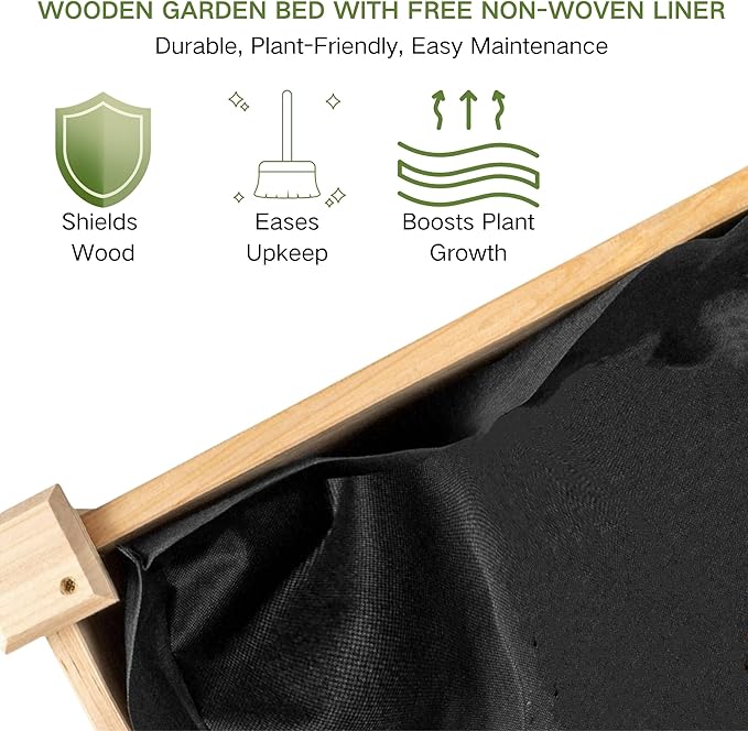 Raised Garden Bed with Greenhouse Cover, Elevated Wood Planter Box with Legs & - Image 7