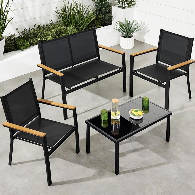 Best Choice Products 4-Piece Outdoor Textilene Patio Conversation Set, Backyard by BestChoiceProducts