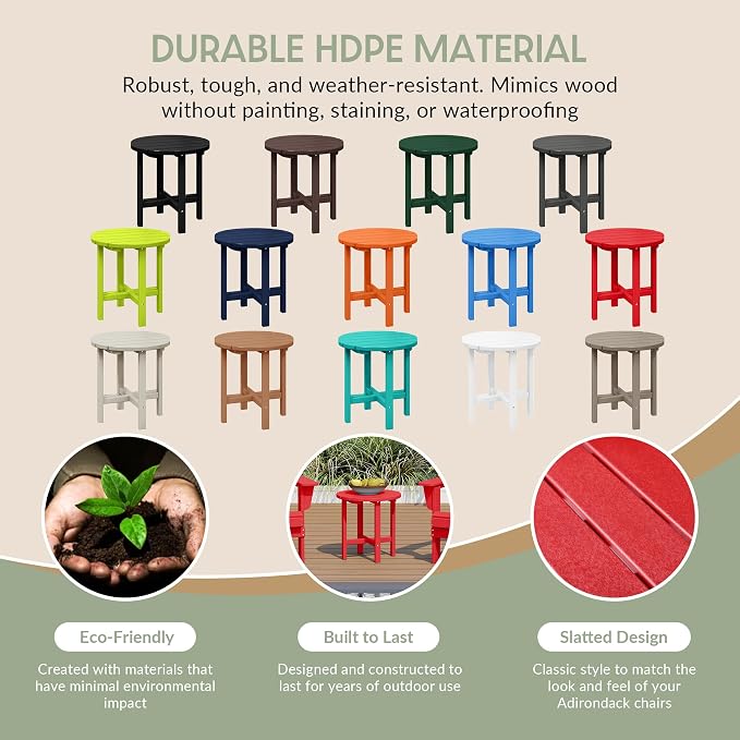 WestinTrends Dylan Adirondack Round Outdoor Side Table - Image 6