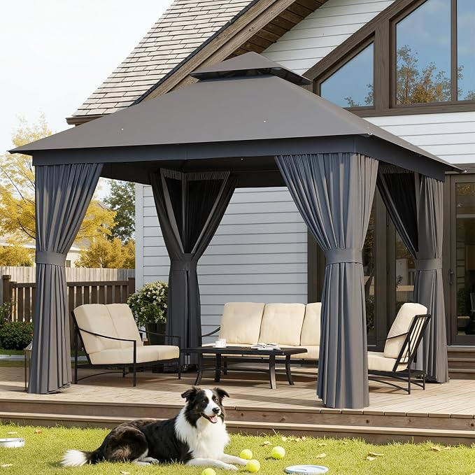 Aoxun Outdoor Gazebo for Patio 10x10, Metal Frame Canopy - Image 9