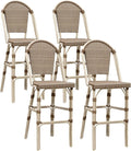 PURPLE LEAF French Bar Stool Set of 4 White Print Finish Patio Bar Stools by PURPLELEAF