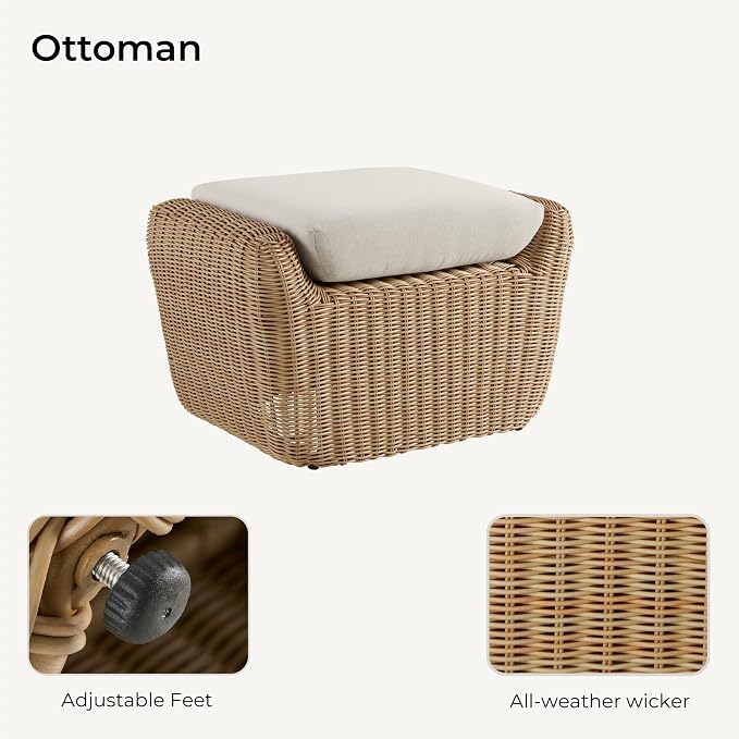 CHITA 2 Pieces Patio Wicker Furniture Set, Outdoor Rattan Chair Set - Image 8