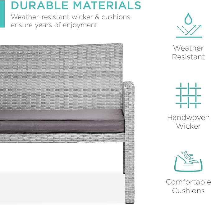 Best Choice Products 4-Piece Outdoor Wicker Patio Conversation Furniture Set - Image 3