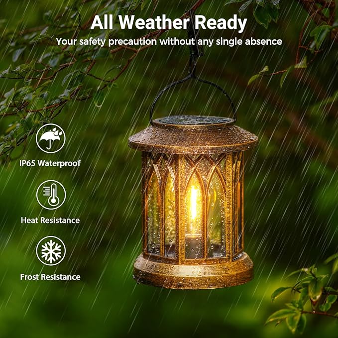 WdtPro Solar Lanterns Outdoor Lights, 2 Pack Bright Lanterns Outdoor Waterproof - Image 2