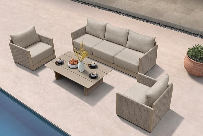 PURPLE LEAF Patio Furniture Set 6 Pieces Outdoor Conversation Sets PP Rope by PURPLELEAF
