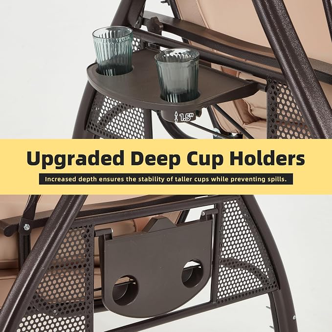 HOMREST 3 Seat Outdoor Porch Swing - Image 5