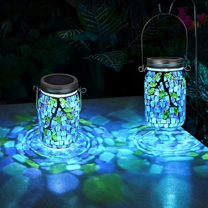 Uspring Stained Glass Mosaic Solar Lanterns Outdoor Waterproof Garden Decor by Uspring--Sweetlifefromhere