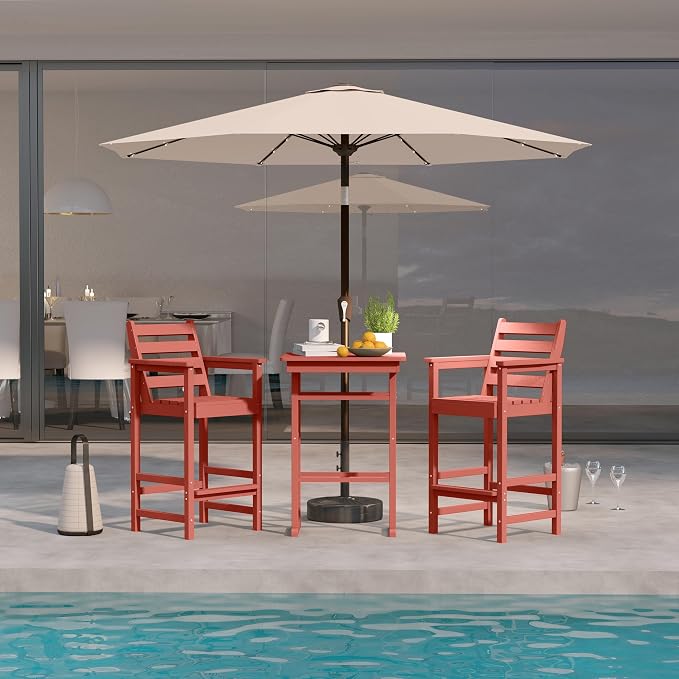 Bar Height Adirondack Chairs and Table Set, Outdoor Patio Bar Set by PatioKingdom
