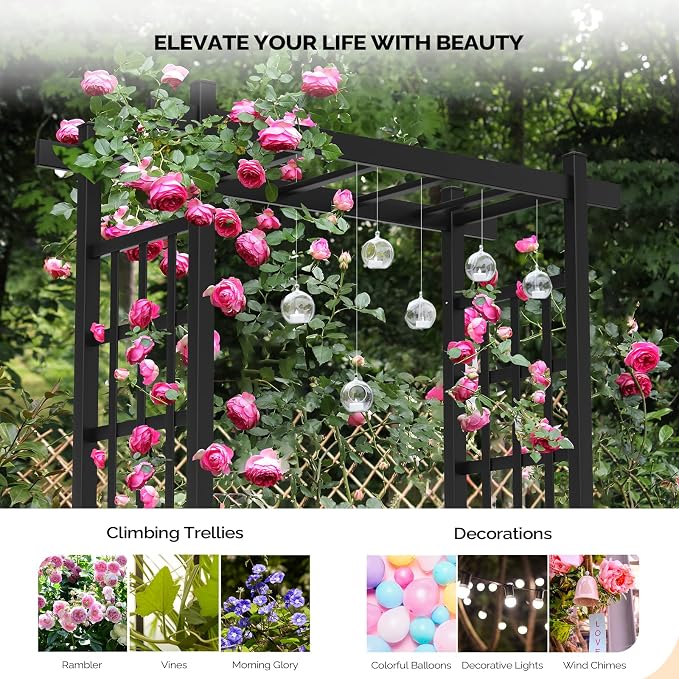 VINGLI Garden Arbor with Gate, PVC Wedding Arch - Image 6