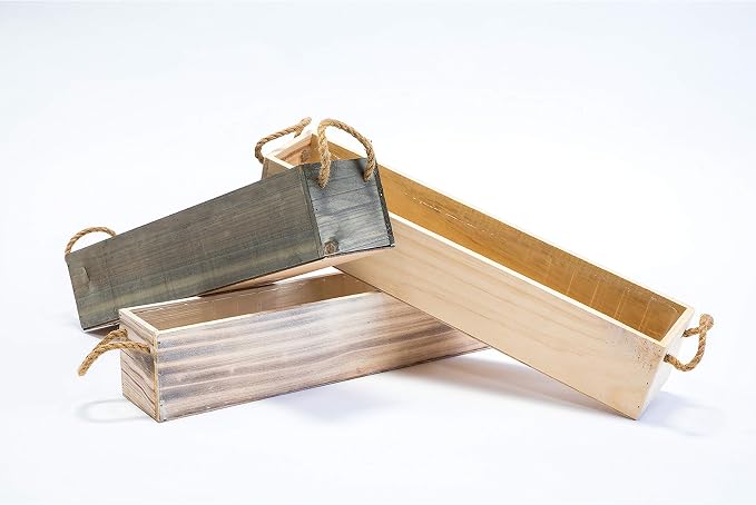 20" Rectangular Rustic Wood Planter - Image 7