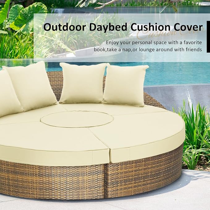 Patelai 66" Outdoor Daybed Cushion Cover Round Replacement - Image 6