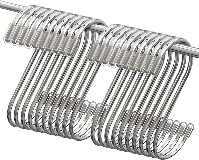 Myfolrena 20 Pack S Hooks for Hanging, 3.4 Inch Metal S Shaped Hook Heavy Duty by Myfolrena