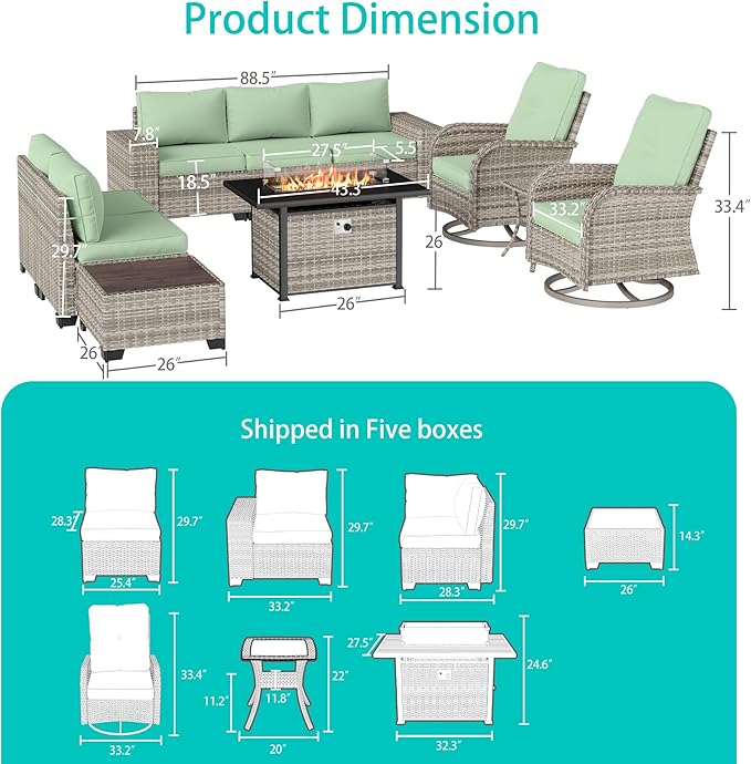 9-Piece Outdoor Patio Furniture Set - Image 4