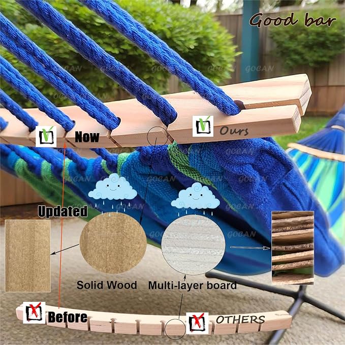Double Hammock 2 Person Extra Large 220x160cm Total Length 330cm Load 500lb - Image 5