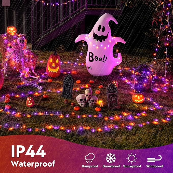 JMEXSUSS 400LED Orange and Purple Halloween Lights Indoor Outdoor Waterproof - Image 4