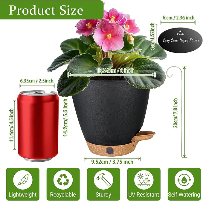 6 Inch Self Watering Pots for Indoor Plants – Small Plastic Planters - Image 5
