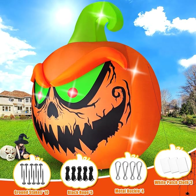 Kalolary 15 FT Giant Halloween Inflatable Pumpkin Outdoor Decorations Blow Up - Image 2