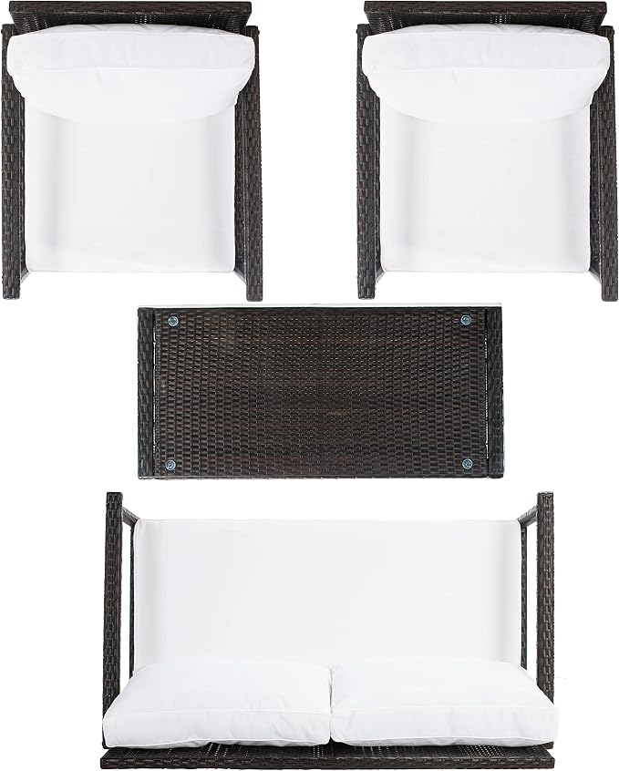 Safavieh Outdoor Collection Garnen Wicker Cushion 4-Piece Living Set PAT7714C - Image 5
