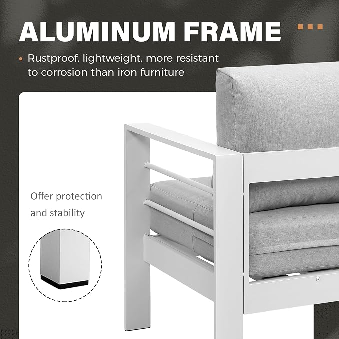 Solaste Aluminum Patio Furniture Set, Metal Patio Sectional Sofa - Image 5