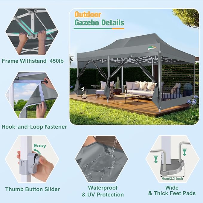 COBIZI 10x20 Canopy Tent, Heavy Duty Pop up Canopy - Image 2