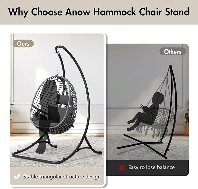 ANOW Heavy Duty Hammock Chair Swing Stand Only, Hanging Chair Stand - Image 5