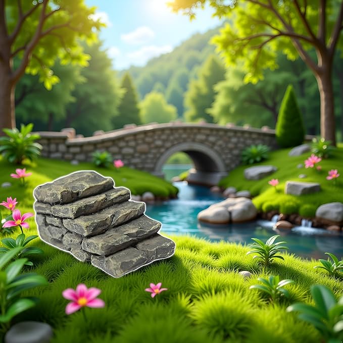 1Pc Gray Outdoor Miniature Resin Bridge Stair Stone Straight Bridge Stairs - Image 9