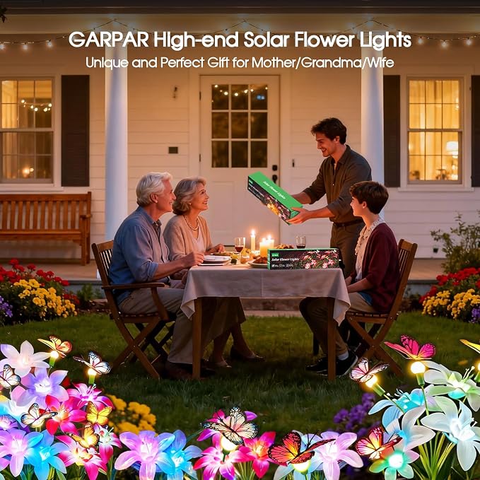 Garpar Solar Flowers Lights Outdoor Waterproof, Upgraded 8 Pack Solar Garden - Image 7