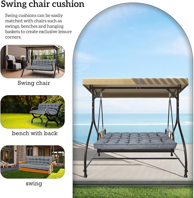 Outside Benches Cushion with Backrest, Thicken Waterproof Swing Cushions 2/3 - Image 3