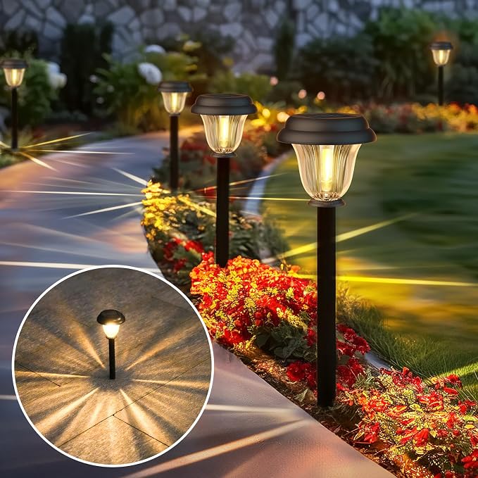 Solar Lights Outdoor, 6 Pack Metal Solar Pathway Lights, Heavy Duty Stainless - Image 5