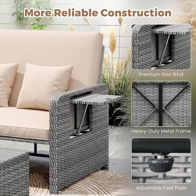 HAPPYGRILL Patio Rattan Wicker Daybed - Image 8