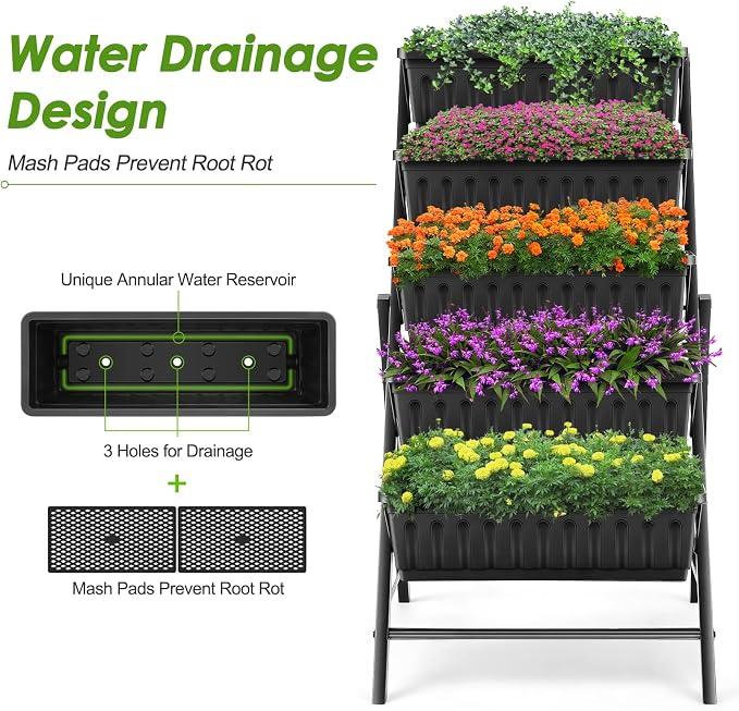 Suyncll Vertical Raised Garden Bed Planter Box, 5 Tiers Vertical Garden Planter - Image 2