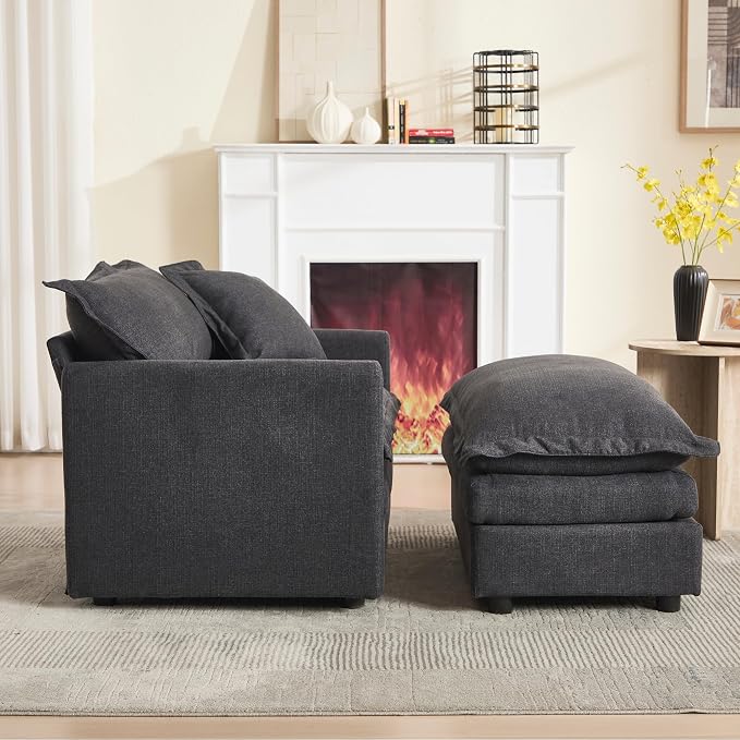 Oversized Chair with Ottoman Upholstered Comfy Single Sofa Chaise Lounge Chair - Image 6