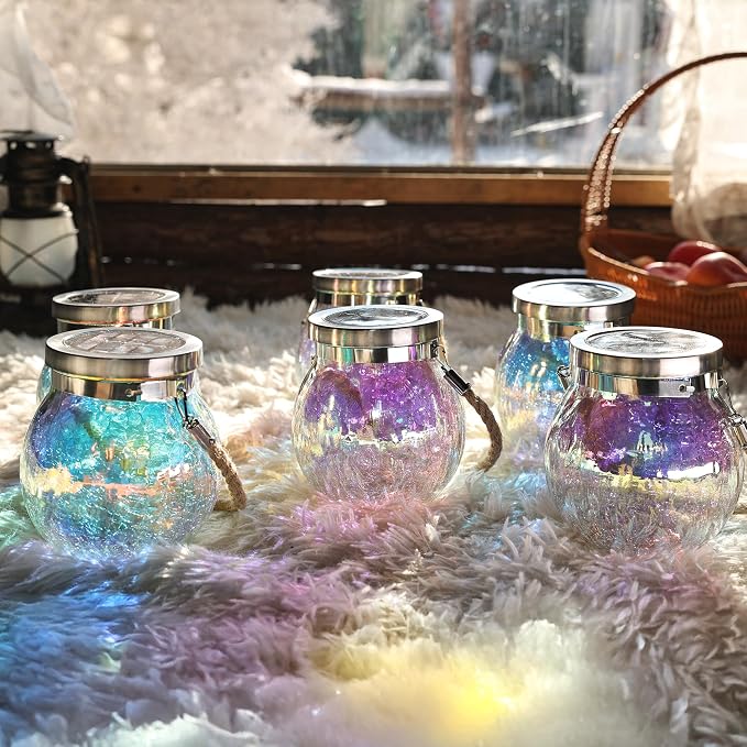 Cooo Christmas Gifts 4 Pack Solar Lanterns Waterproof Outdoor Iridescent Heavy - Image 2