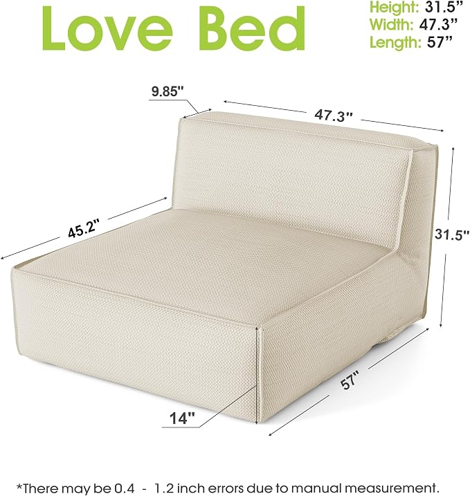 Outdoor 2 Person Bean Bag, Patio Chaise Lounge Chair Love Bed, Water-Resistant - Image 2