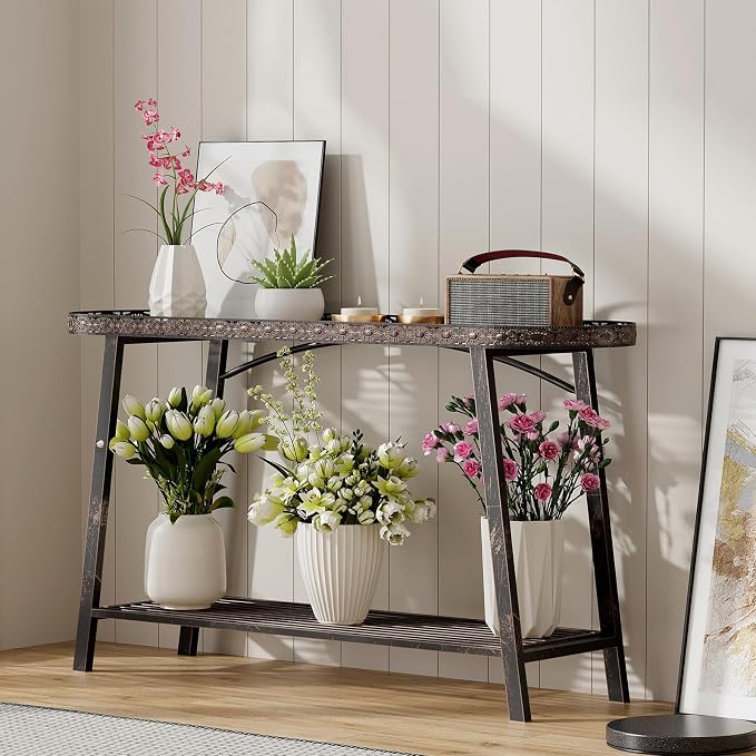 2 Tier Plant Stand Outdoor Indoor Metal Pland Stand, Heavy Duty Tall Plant - Image 5