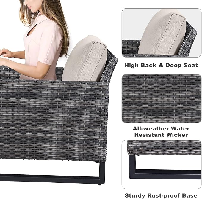 Belord 6 Piece Outdoor Furniture Patio Wicker Sofa Set, Oversize Outdoor Dining - Image 5
