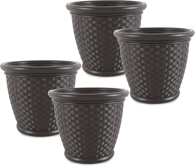 Suncast 4 Pack Sonora 18 Inch Lightweight Durable Plastic Wicker Decorative by Suncast
