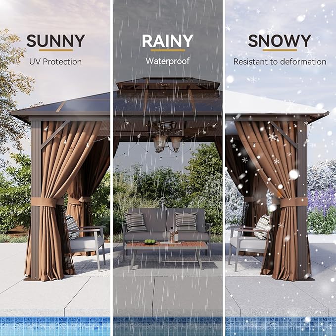 Aoxun 10'x12' Hardtop Gazebo, Outdoor Metal Gazebo - Image 6