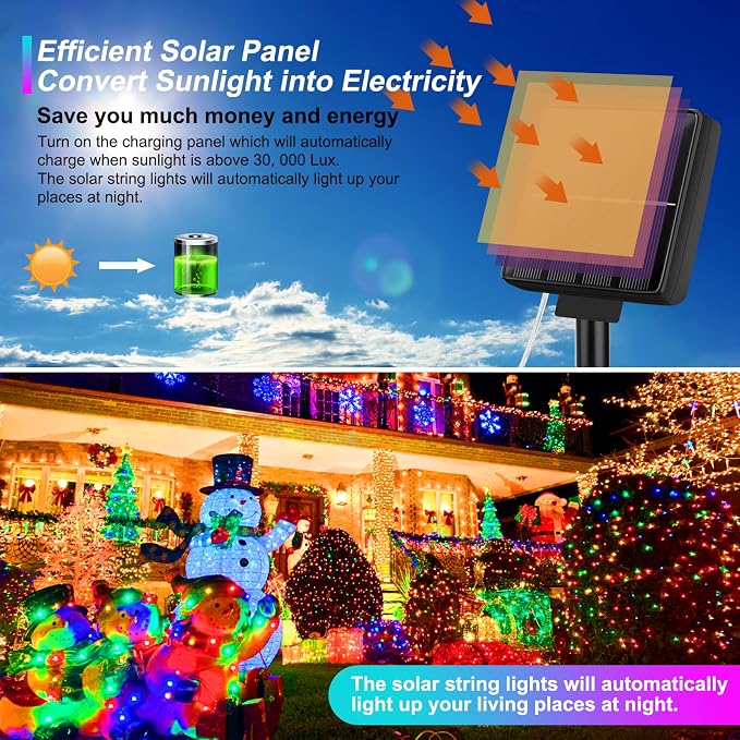 Brightever 4-Pack Solar String Lights Outdoor 288FT, Each 72FT 200 LED Solar - Image 4