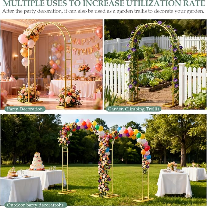Arch Backdrop Stand 7.2FT, 6FT Set of 2, Metal Pergola Arbor Garden Arch Trellis - Image 7