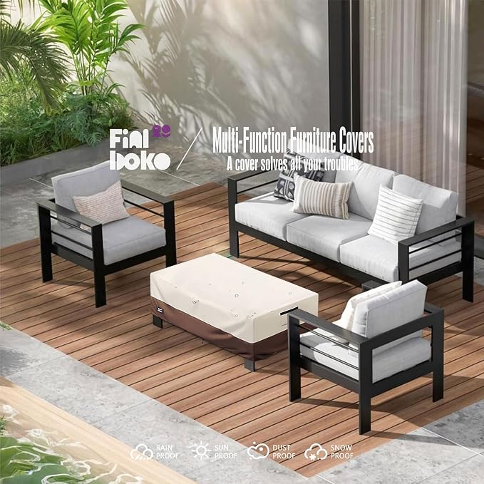 Patio Coffee Table Cover, 100% Waterproof 600D Heavy Duty Outdoor Table Cover - Image 9