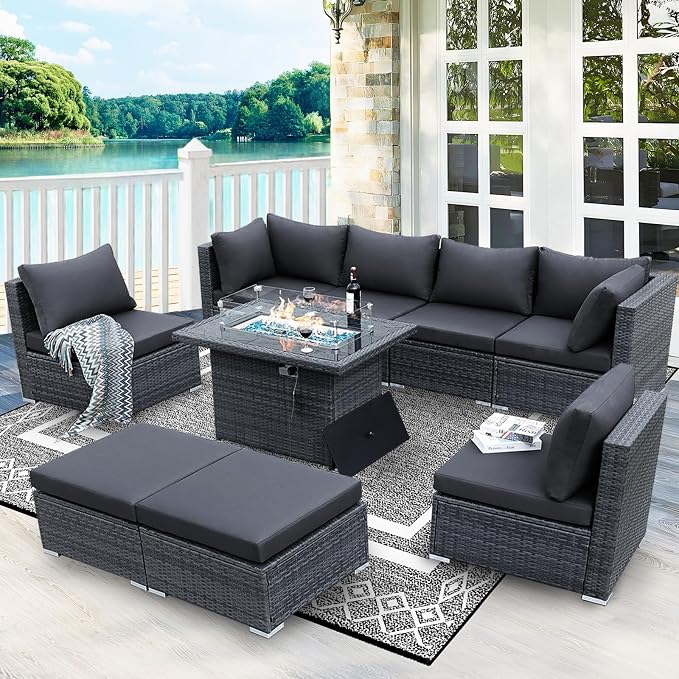 BULEXYARD 9 Pcs Highback Patio Furniture Set - Image 2