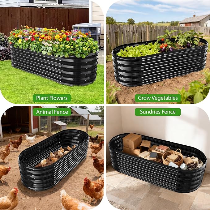 17" Tall Outdoor Garden Raised Garden Bed Kits, 5ft X 2ft Oval, 0.8MM Thick - Image 7