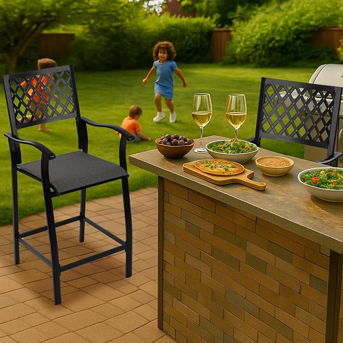 Kozyard Outdoor Bar Stools Set of 2, Patio Bar Chairs - Image 3