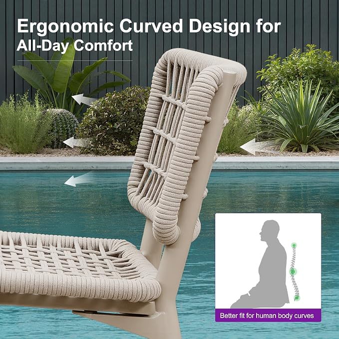 PURPLE LEAF Bar Stools Set of 2 Patio Wicker Bar Height Metal Chairs Boho High - Image 5